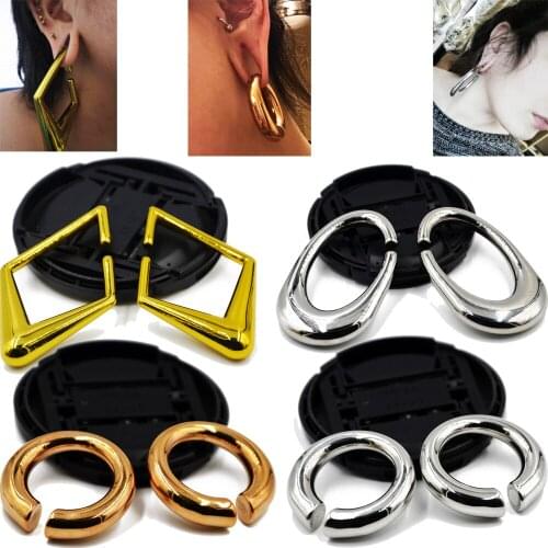 1pair 316 L stainless steel Cool Heavy Ear Weight with Rhombus Shape Ear Gauge Tunnel Piercing Ear Taper Piercing Body Jewelry
