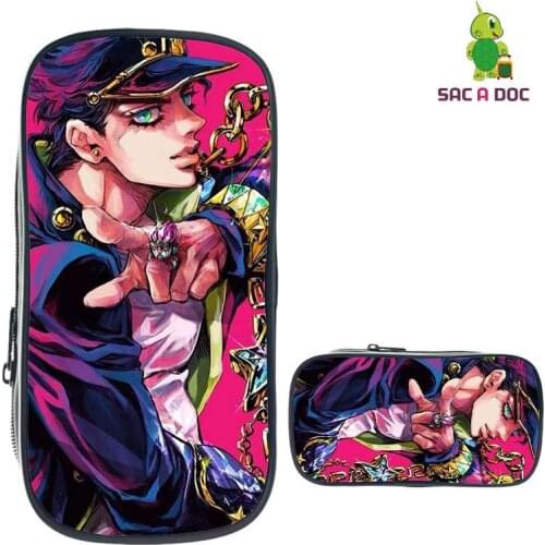 1Pcs Anime Jojos Bizarre Adventure Jojo Pencil Case Zipper Makeup Bag Pen Stationery Bag Catoon Pencil Box Cartoon Cosmetic Bag