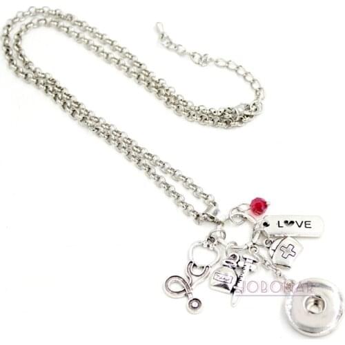 1PC New Arrival Interchangeable 18mm Snap Jewelry Medical Assistant Necklace Nurse Snap Pendant Necklace For Medical Gift