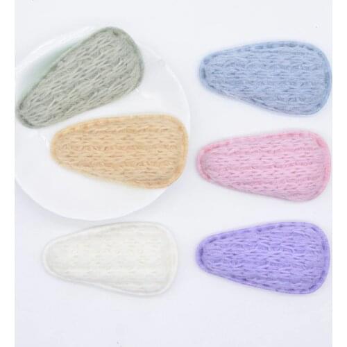 12Pcs 55*30mm Knitting Pattern Plush Drop Clip Applique for Clothes Sewing Patches DIY Baby Girl Hair BB Clips Accessories P95