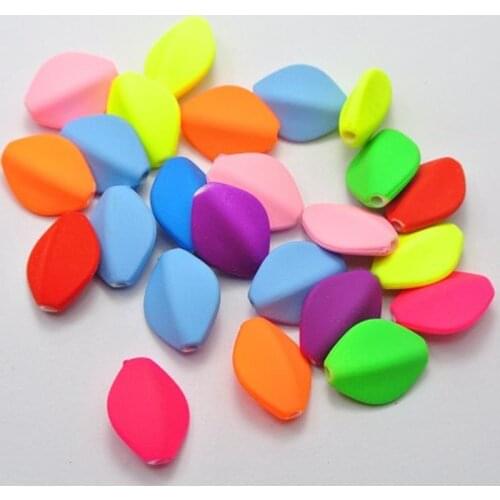 18*14mm 20pcs Fluorescence Mixed Colors Acrylic DIY Rubber Beads Rubberized for Jewelry Making Craft FB-08
