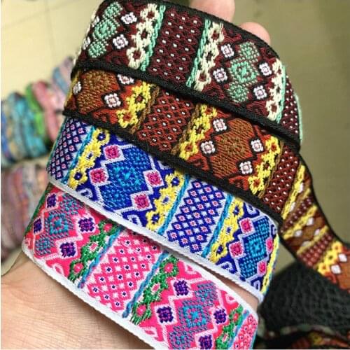 3YARD ZERZEEMOOY 2.7~2.8MM 4 Colors Wooden Machine Retro Geometric Jacquard Ribbon