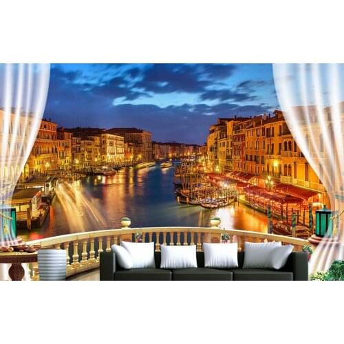 3d room wallpaper custom mural non-woven wall sticker 3 d balcony sea view of Venice painting photo 3d wall murals wallpaper