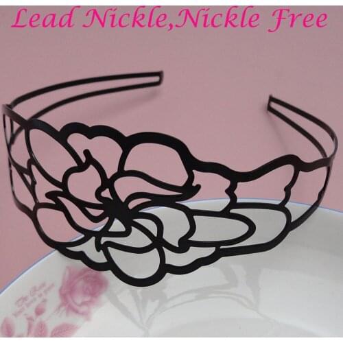 5PCS 5.3cm 2.1" black big filigree Peony Flower Headbands for women girls Floral hair hoops hairbands at Nickle free Lead free