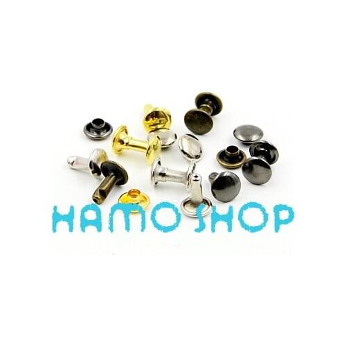 50pcs/lot 8mmx8mm Mix Color Metal Double Cap Rivet Tubular Metal Leather Punk Spike Decoration Free Shipping