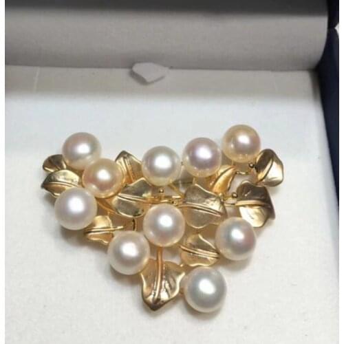Free shipping >>>>noble jewelry New design 8-9mm Freshwater Pearl Brooches