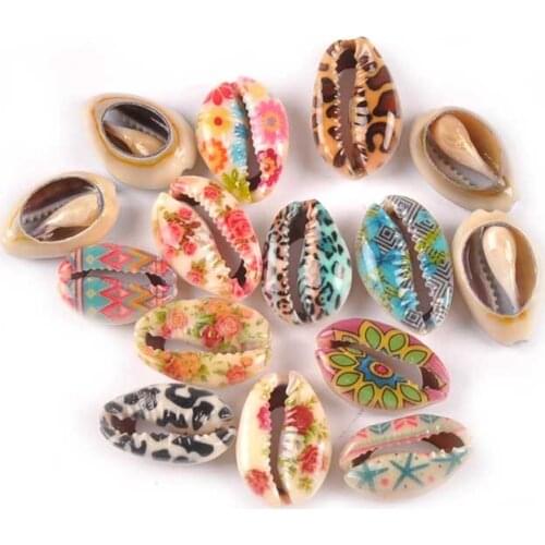 10pcs Flower Painting Gray Conch Seashell For Home Decor Scrapbook Ing Crafts Natural Cowrie Shells DIY Jewelry Bracelet TR0346