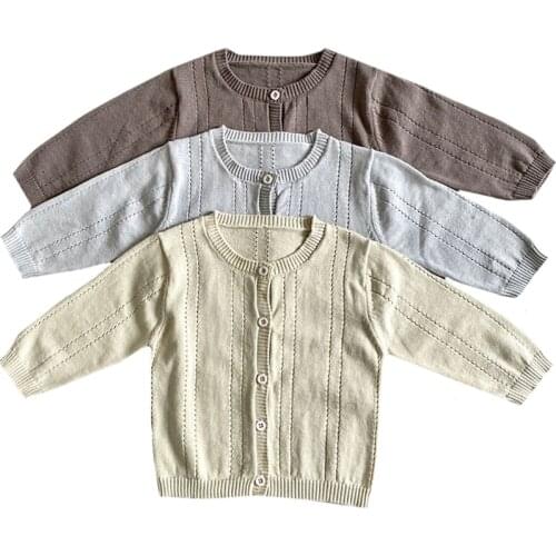 2021 Spring Autumn Knitted Cardigan Sweater Baby Children Clothing Boys Girls Sweaters Kids Wear Baby Boy Clothes Hollowed Out