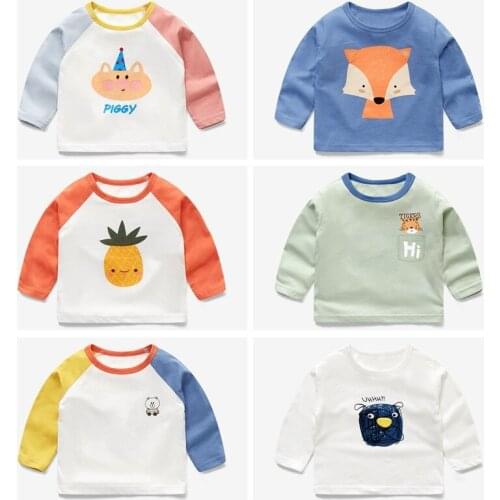 Children Long Sleeve T-shirt Fashion Brand Girls Top Cotton Print Cartoon Boys Pullover Autumn Kids Clothes Leisure Sweatshirt