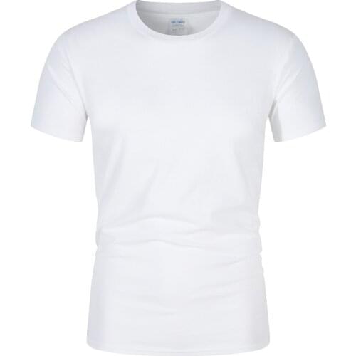 Gildan Brand Hot Sale Mens Summer 100% Cotton T-Shirt Men Casual Short Sleeve O-Neck T Shirt Comfortable Solid Color Tops Tees