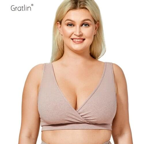 Gratlin Womens Comfort Wireless Soft Wrap Nursing Sleep Bra Maternity Underwear For Breastfeeding