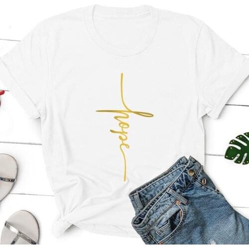 Christian Gold HOPE Faith Blessed T Shirts Black Cotton Clothes Fashion Printed Tshirt Graphic T-Shirts Top Tees Unisex goth