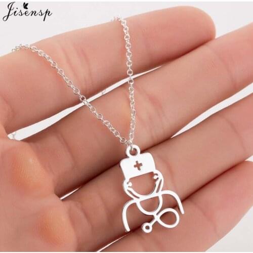 Jisensp Stainless Steel Medical Stethoscope Pendant Necklace Simple Fashion Doctor Necklace for Women Nurses Doctors Gift