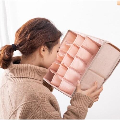 Jiugongge underwear storage box fabric 15 grid socks bra finishing box Japanese-style drawer closet storage