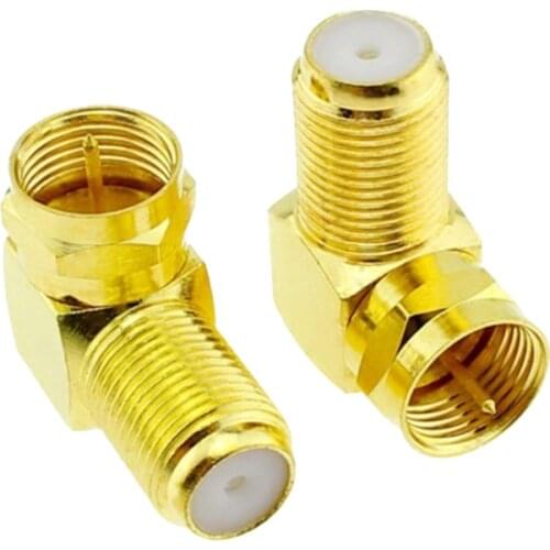 A9LC 90 Degree Coaxial Connector 2-Pack F Type Right Angle Male to Female RF Coax Cable Adapter for Satellite Receiver