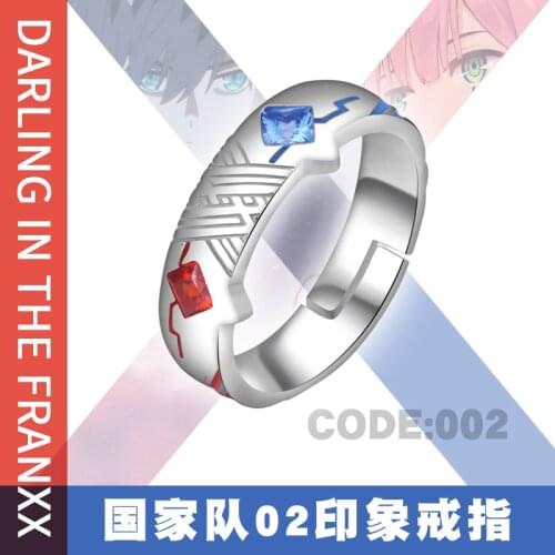 S925 Sterling Silver Ring Anime DARLING in the FRANXX ZERO TWO 02 Jewelry Fashion Adjustable Finger Rings Cosplay Xmas Gift