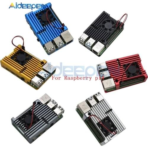 For Raspberry Pi 4 Aluminum Alloy Case Shell Box Enclosure With Cooling Fan Heat Sink Heatsink +Screwdriver Gold Black 6 Colors