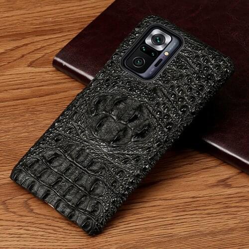 Genuine Cow Leather 3D Crocodile Head Case for Redmi Note 10 Pro 9 8 pro 10s Cover For Mi 10 11 Ultra 10T Lite 9T Poco X3 Pro F3