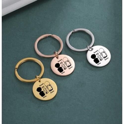 Lemegeton Personalized Custom Family Keychain Pet Dog Cat Boy Girl Name Key Chain Stainless Steel Key Ring Jewelry For Man Women