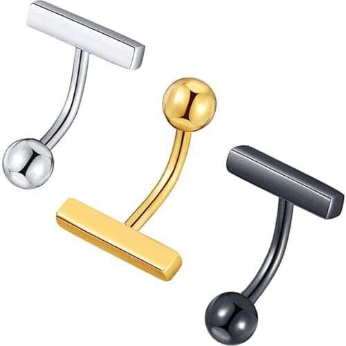 Summer 1.2x8mm Golden Bars Belly Piercing Bar 16G Long Brick Belly Button Rings Surgical Steel Navel Ring Earring Women Jewelry