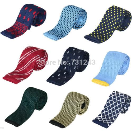 Men Knitted Skinny Ties Casual Woven Polyester Neckties for men Fashion Striped Mans Tie for wedding Free Shipping