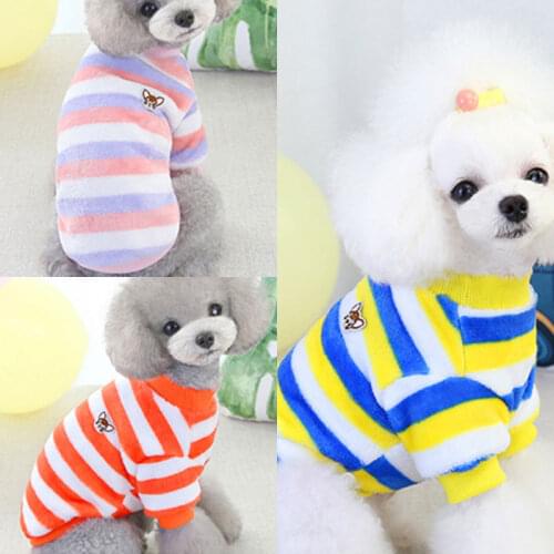 Soft Flannel Dog Clothes For Small Dogs Winter Warm Dog Vest Rainbow Striped Puppy Cats Clothing Chihuahua Poodle Shih Tzu Coat