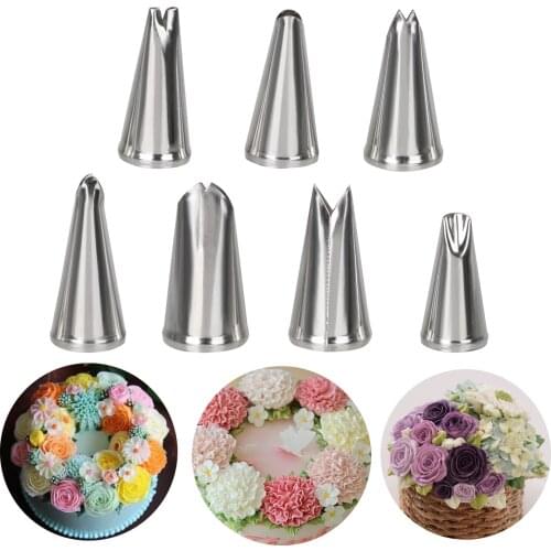 Nozzle 7pcs/set Cream Flower Pastry Fondant Cake Decorating Round Piping Tip Decorating Mouth Stainless Steel