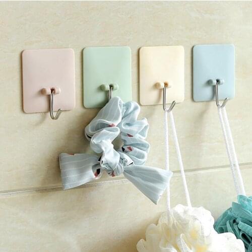 New Arrive Bathroom Kitchen Adhesive Hooks Shelf Hanger Organizer Stick On Wall Hanging Door Clothes Towel Holder LX4675