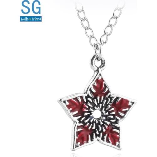 SG Stranger things Letter Necklaces Red Demogorgon Monster Cannibal Flower Charms Pendants Alphabet Wall Men Xmas Jewelry Gifts