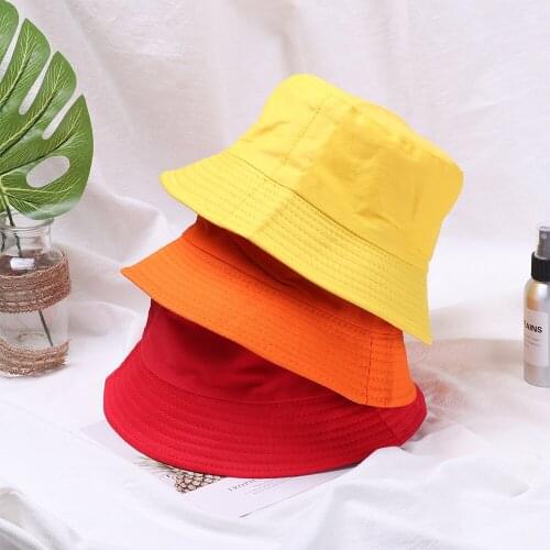 Women Men Fashion Bucket Hat Candy Color Cotton Fisherman Sun Caps New Casual Outdoor Sunscreen Apparel Accessories