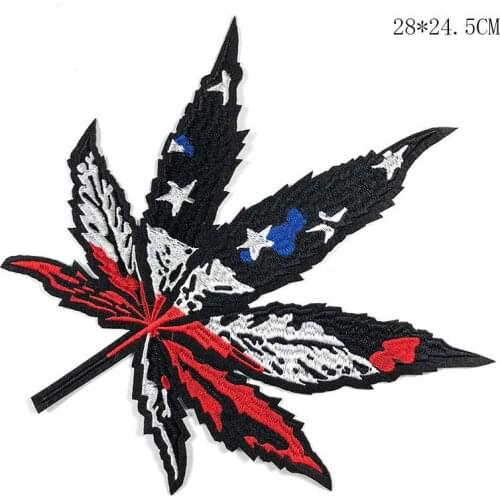 Flags Maple Leaves PatchesColorful Plant Sew On Badges Stripe Star Iron On Patches Accessories For Clothing Embroidered Patches