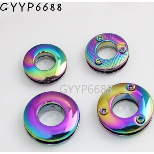 10-30-100pcs 2 size 10mm 14mm Rainbow Grommets Screw Eyelets for Canvas Leather Self Backing Purse Buckle Luggage hardware Diy