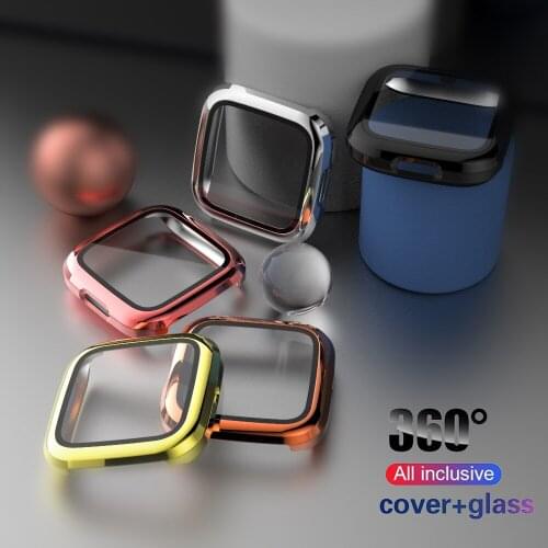 360 Full cover for Fitbit Versa 2 watch PC matte Plastic bumper hard frame with glass film for Fit Bit Versa 2 screen protector