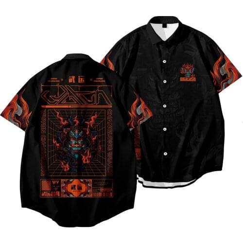 Men Casual Short Sleeve Turn Down Collar Blouses Tops Summer Shirt Beach Black Printed Hawaiian Shirts Camisa Homme