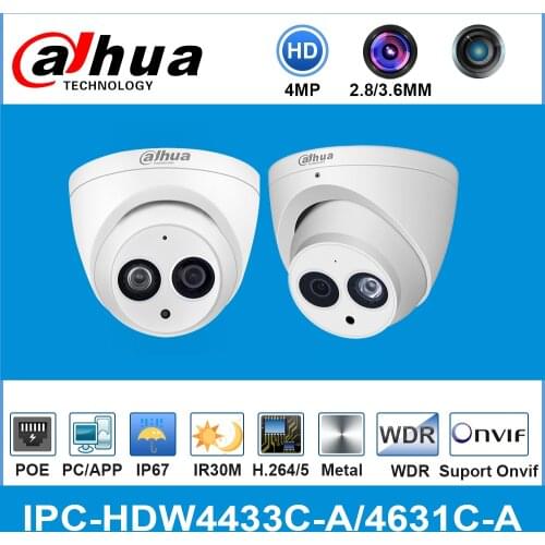 Dahua IPC-HDW4433C-A IPC-HDW4631C-A 4MP 6MP Network IP Camera 2.8mm Lens with Power POE CCTV Security Built-in MIC 30M IR H.265