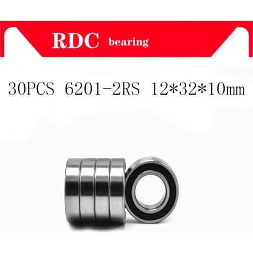 30pcs ABEC-5 6201 2RS 6201RS 6201-2RS 6201 RS 12x32X10 mm double Rubber High quality seal Groove Ball Bearing for bicycle hubs
