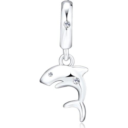 Charms Fits for Pandora Bracelets Sweet Shark Bead 100% 925 Original Sterling Silver Jewelry Free Shipping