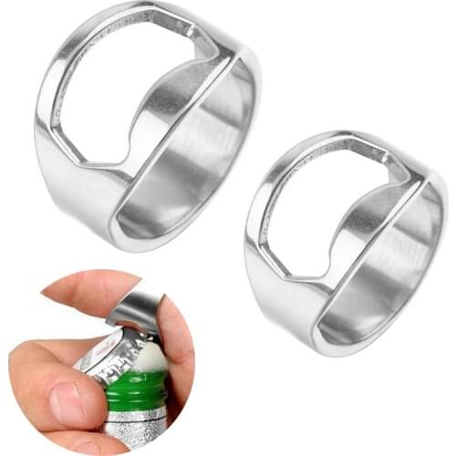 3PCS Stainless Steel Finger Corkscrew Beer Bottle Opener Tool Versatile Ring-Shape Beer Bottle Opener Bartender Tool