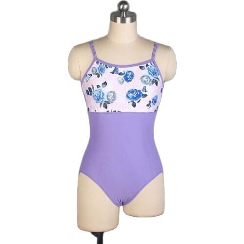 Lilac Color Leotard New arrival Floral Printing ballet leotard Adult camisole ballet leotard dancewear