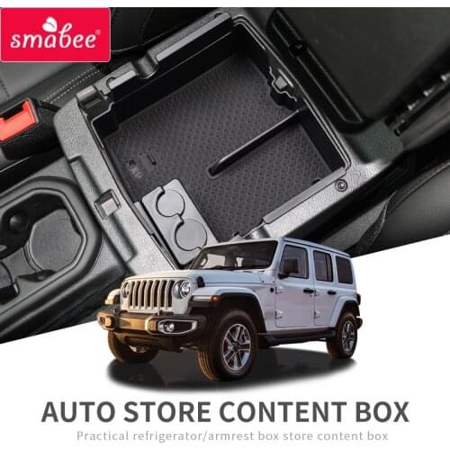 Smabee Car Central Armrest storage Box For JEEP Wrangler JL 2018 2019 2020 Sport Interior Accessories Coin storage Tidying Box