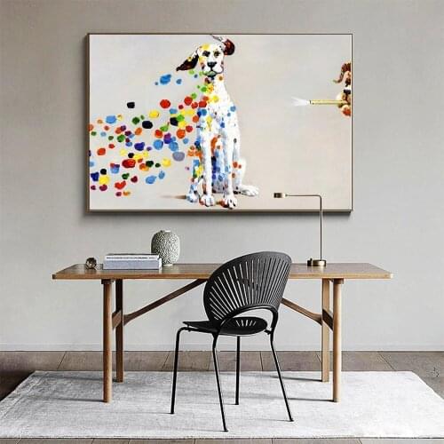 Wall Art Colorful Dog Canvas Print Animal Painting Animal Picture For Living Room Home Decor No Frame