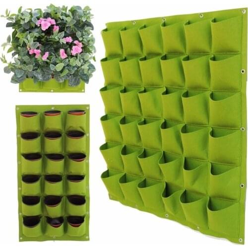 4/6/9/36 Pockets Green Grow Bag Wall Hanging Planting Bags Planter Vertical Garden Vegetable Living Outdoor Garden Home Tool