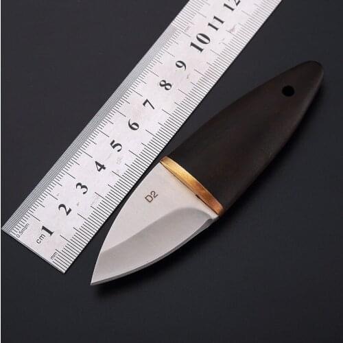 Swayboo D2 steel high hardness small straight knife outdoor EDC mini pocket knife ebony wooden handle exquisite fixed knife