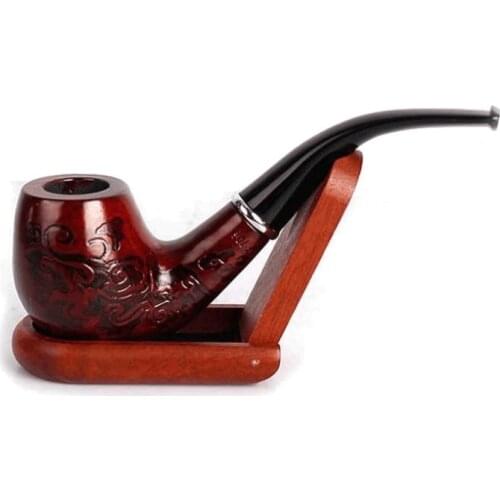New 1 Pcs Red Wood Pipe Smoking Pipes Men Gifts High Quality Wooden Smoke Supplies Stylish Tobacco Pipe