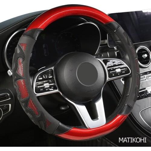MATIKOHI Carbon Fiber Leather Car Steering Wheel Cover For MG ZS EV HS Extenger V80 3 5 6 7