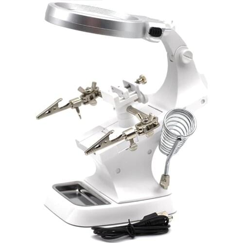 Welding magnifying glass LED Light 3X 4.5X lens Auxiliary Clip loupe desktop Magnifier third hand soldering Repair Tool