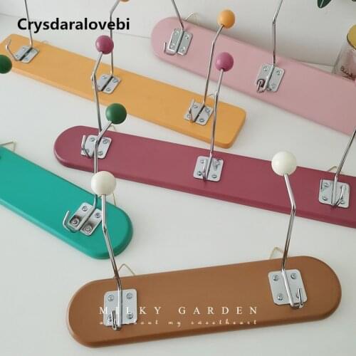 Vintage Korean Style Coat Hat Hook Home Decoration Wooden Iron Art Key Holder Wall Hooks Door Back Storage Rack Holder