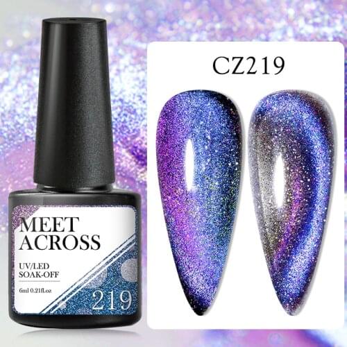 MEET ACROSS 6/8ml Colorful Spar Cat Magnetic Nail Gel Need Magnetic Stick UV LED Soak Off UV Gel Polish Manicure Gel Varnish