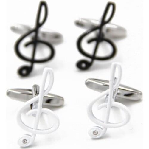 20pairs/lot Hollow Designed Music Note Cufflinks White Crystal Inlaid Cuff Links Mens Fashion Jewelry Accessory