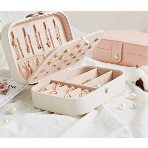 Mini Jewellery Box Organizer Faux Leather Travel Jewelry Storage Case Small Portable Jewelry Box for Rings Earring Necklaces